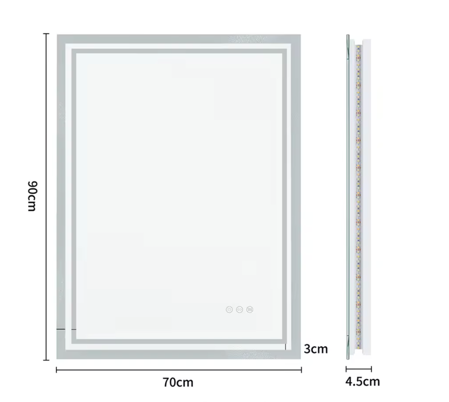 Interior Ave - 70 x 90cm Rectangle Frameless LED Bathroom Mirror 5