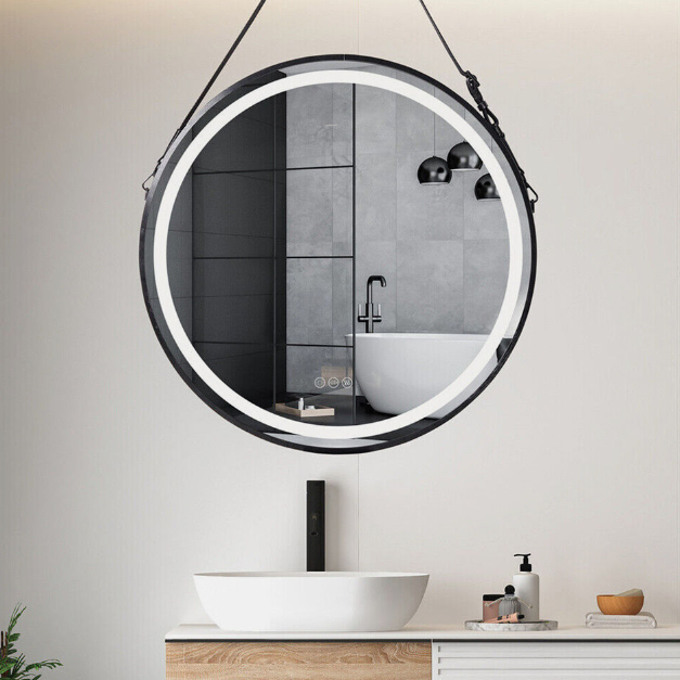 Interior Ave - 60cm Round Black Hanging LED Bathroom Mirror 3