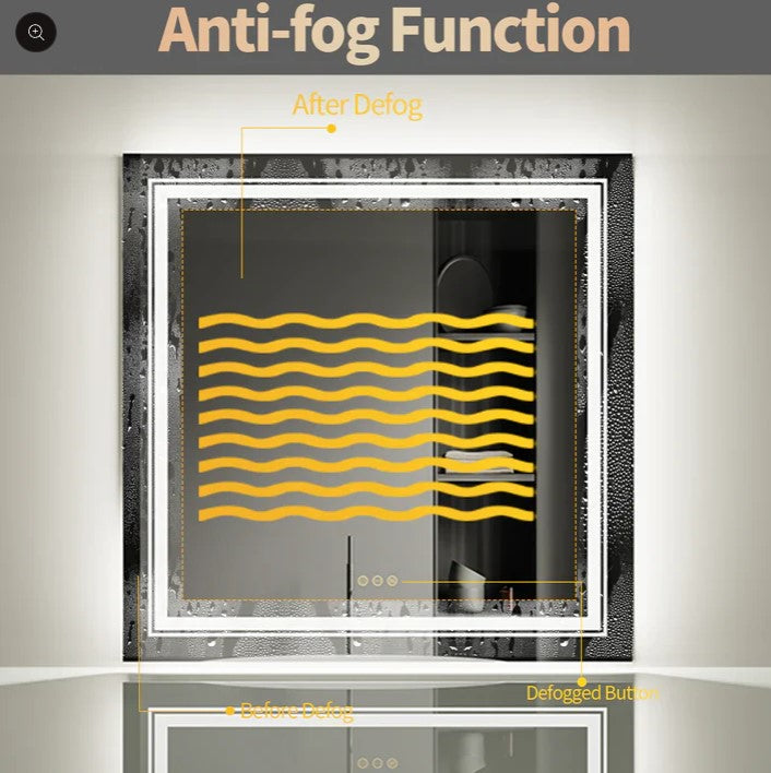 Interior Ave - 80 x 80cm Square Frameless LED Bathroom Mirror 4