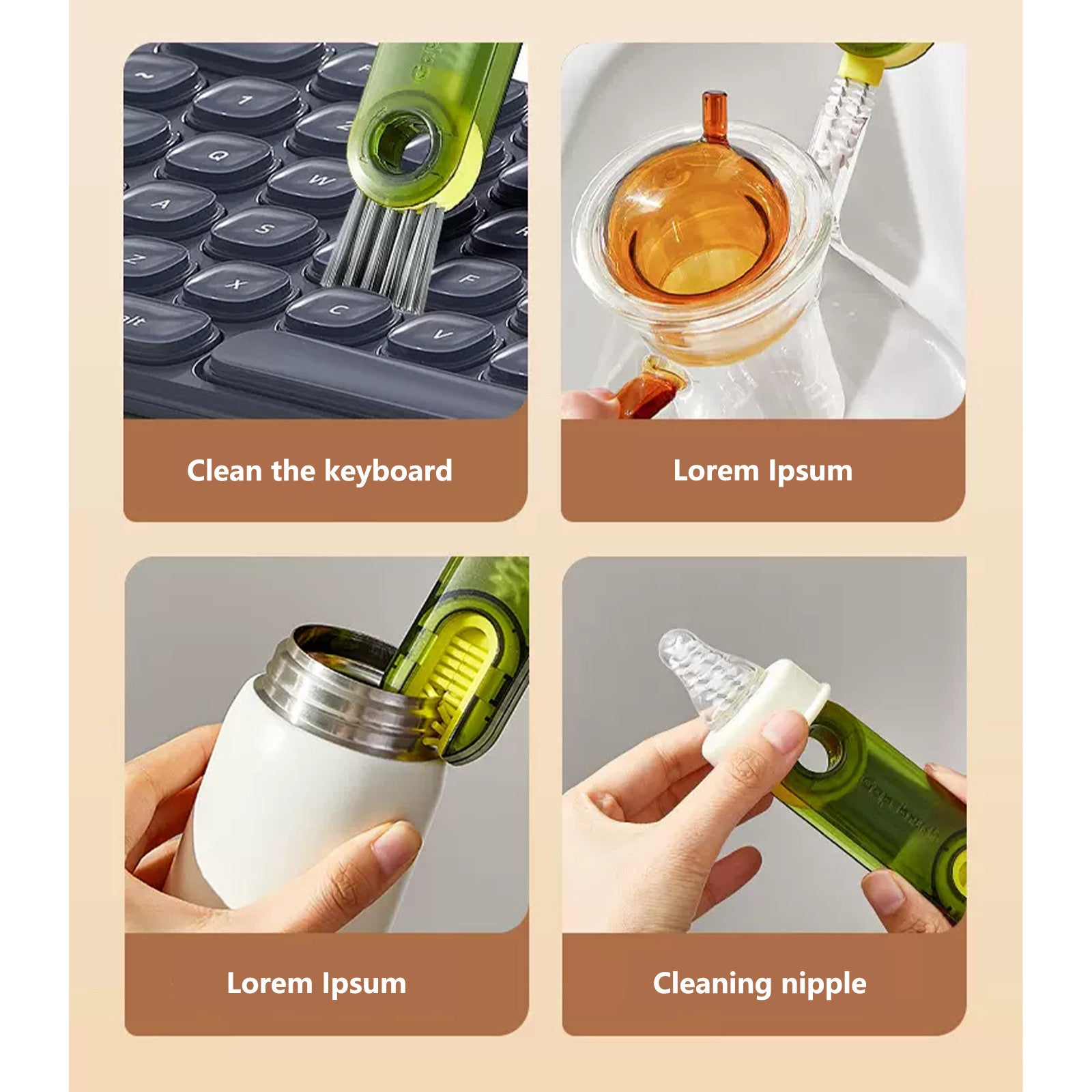 Cleanix Multi-functional Cup Cleaning Brush Bottle Nipple Cleaning Tool Three-in-one 4