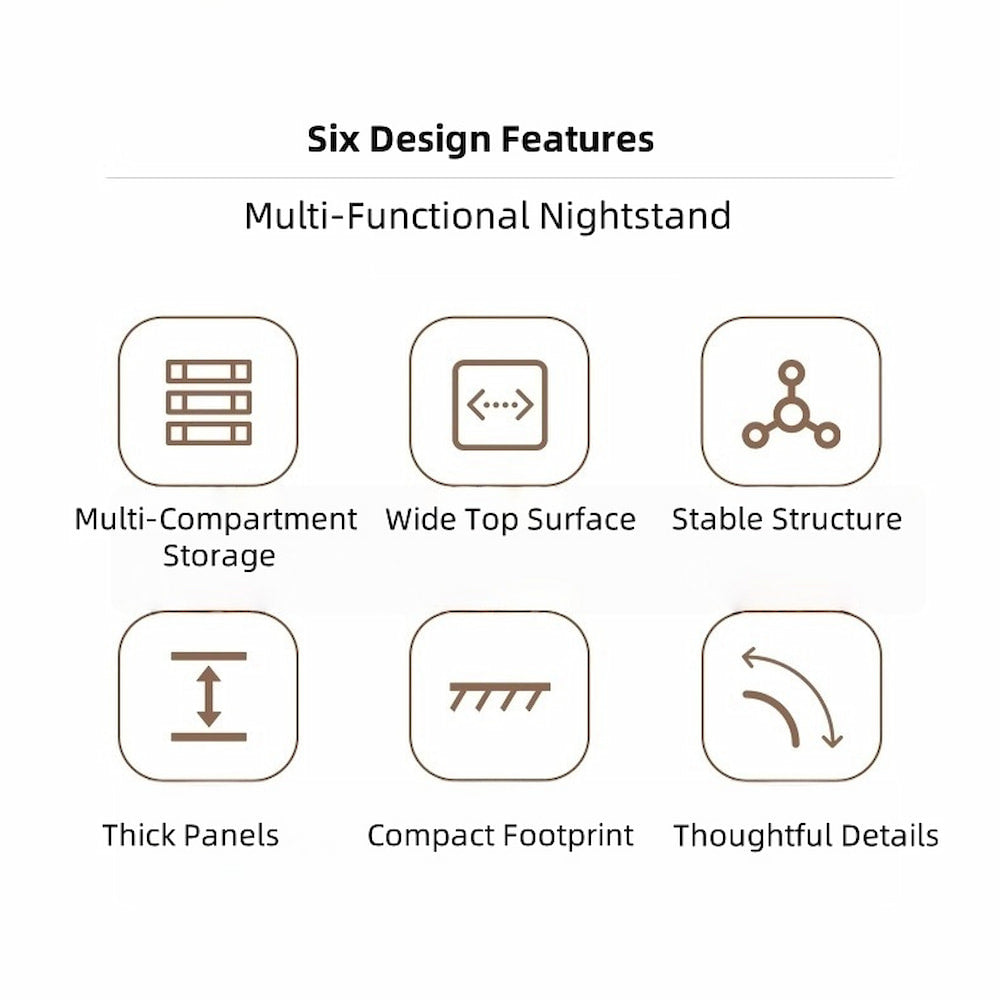 Minimalist Wooden Nightstand Multi-Functional Top Storage Natural Design 3