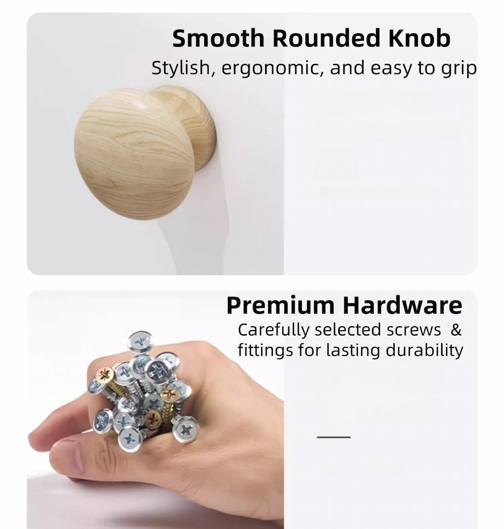 Minimalist Wooden Nightstand Multi-Functional Top Storage Natural Design 10