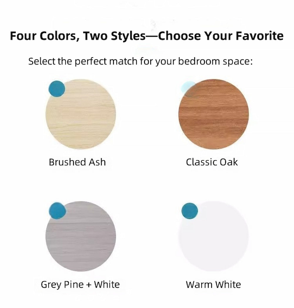 White Nightstand Security Drawer Open Shelf Storage Tray Wooden Knob Minimalist 9