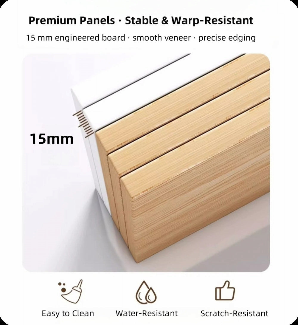 Warm White Nightstand Wooden Legs Knobs Open Storage Two Drawers Modern Design 8