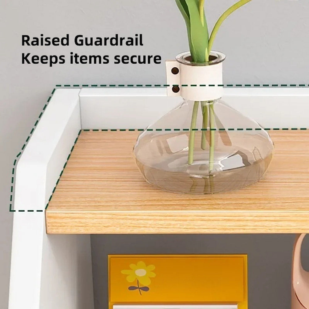 2x Bedside table set modern design wooden legs white drawers furniture 7