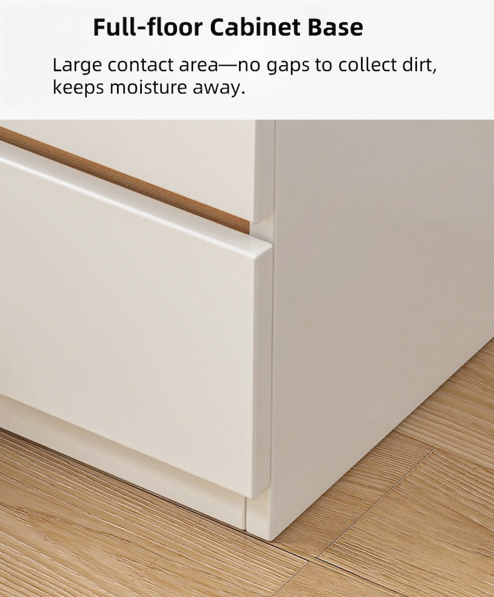 Modern Nightstand Warm White Open Storage Finger Pull Drawer Compact 47cm 8