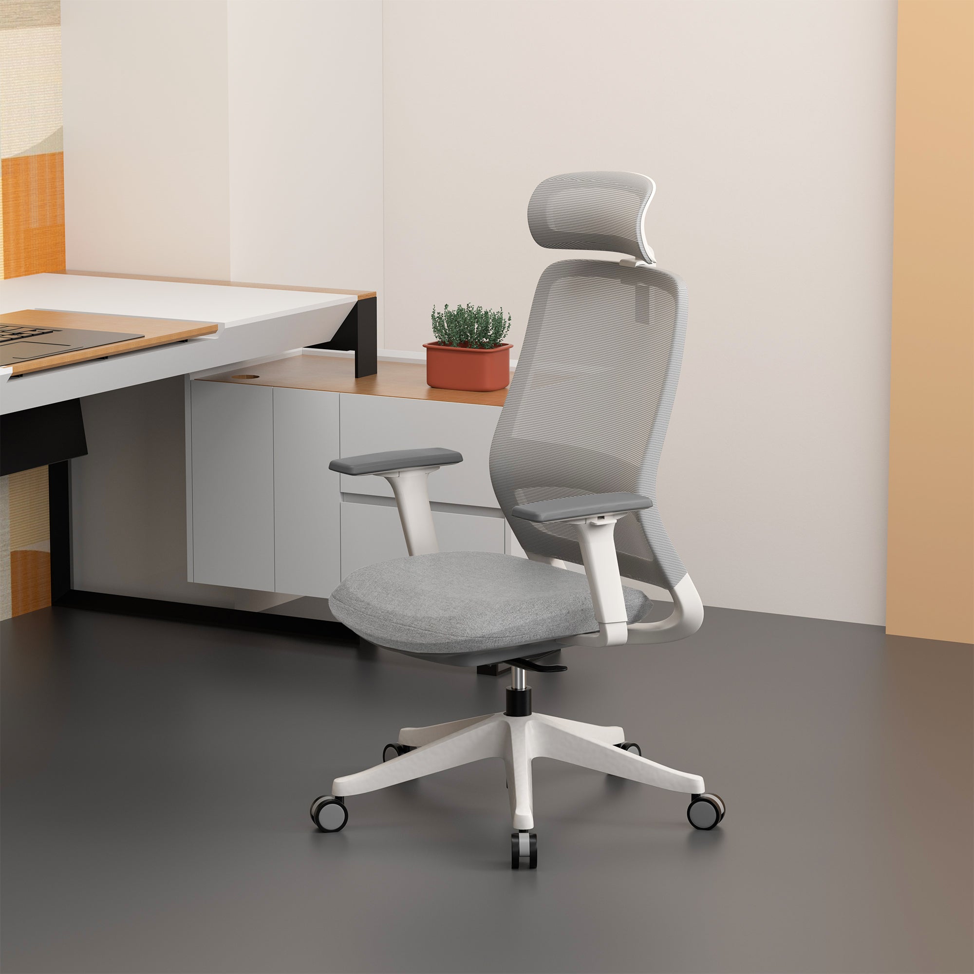 Carlie High Back Molded Foam Seat Ergonomic Office Chair In Grey 5