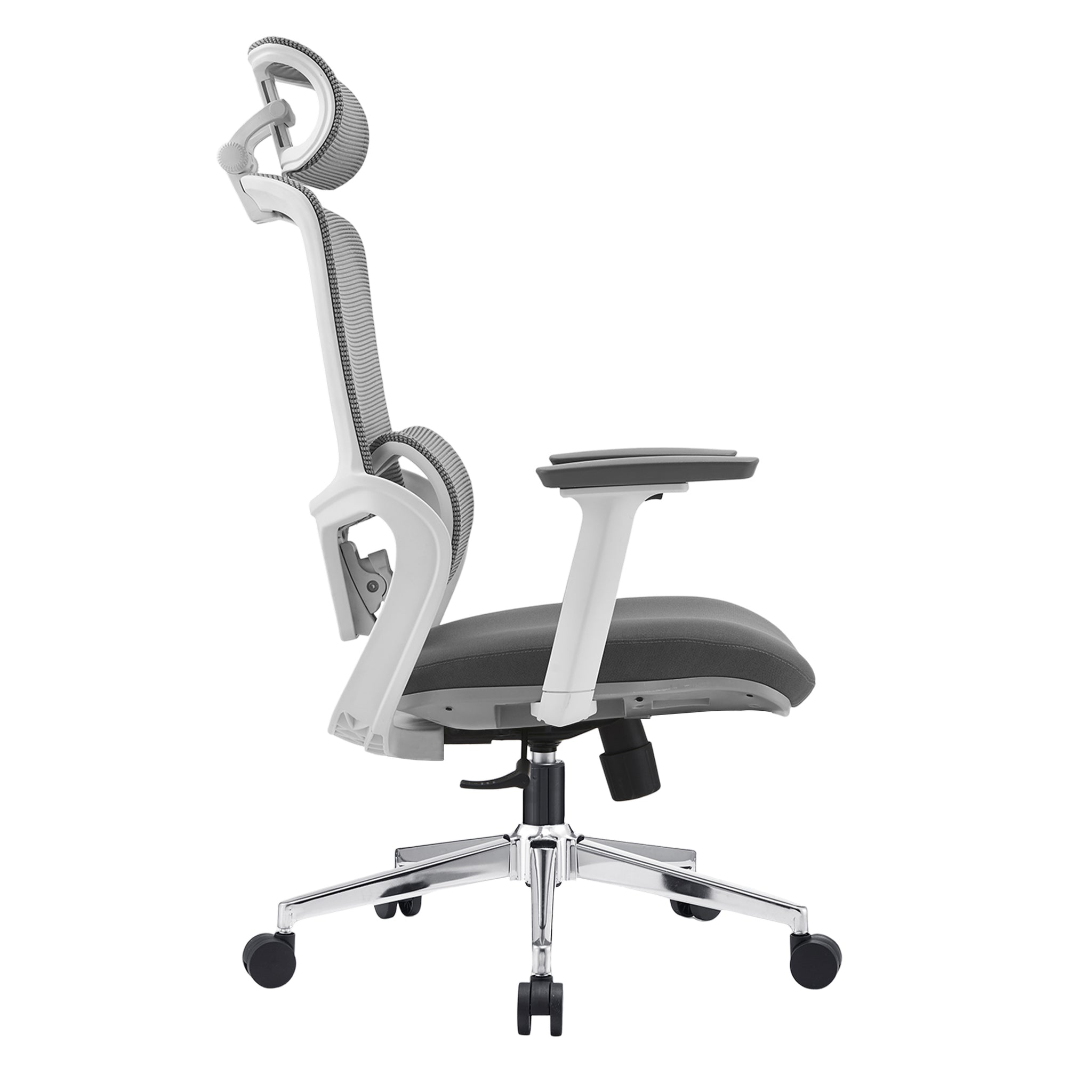 Elena High Back Fabric Seat Ergonomic Office Chair In Grey 4