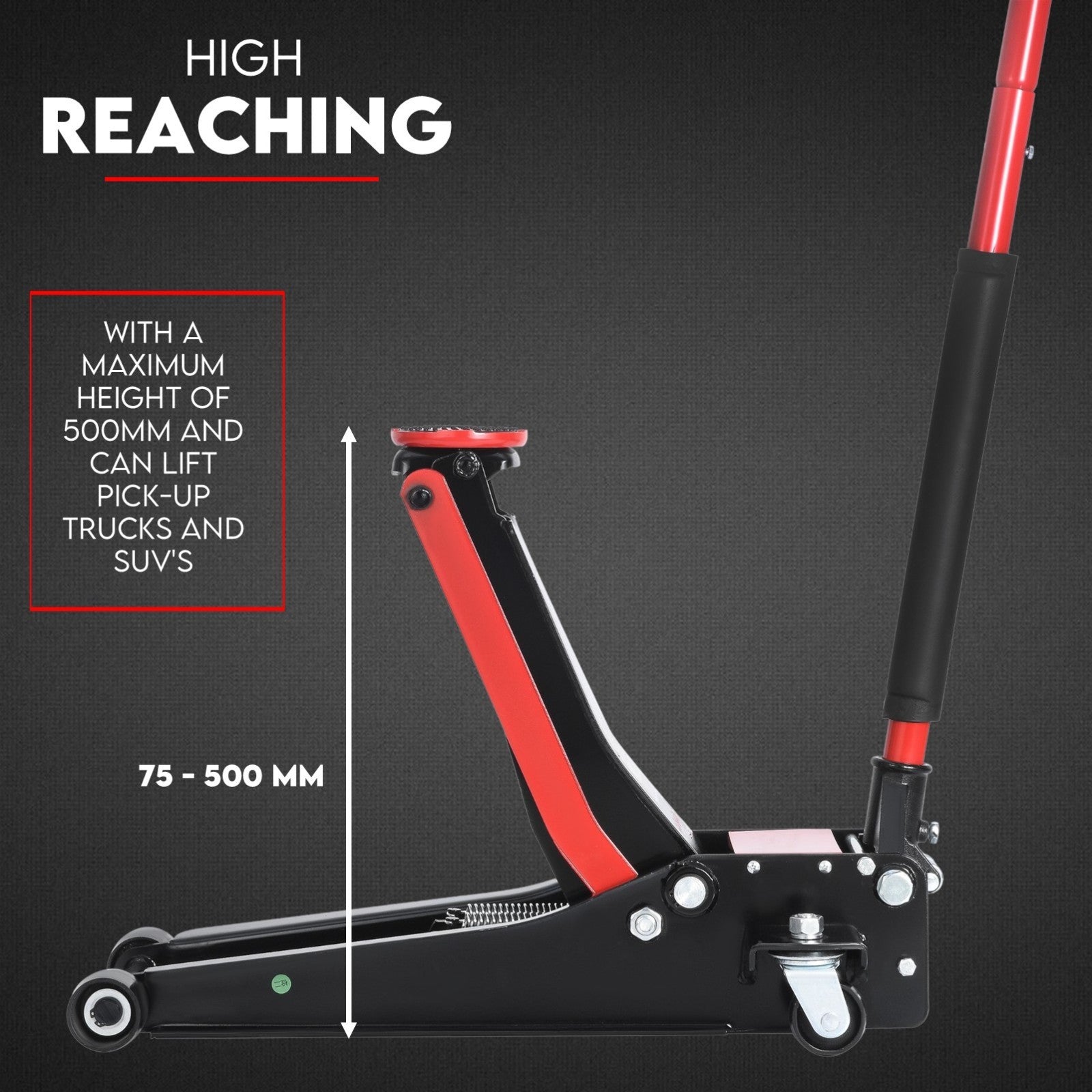 Hydraulic Floor Jack 3T Trolley Low Profile Car Track Quick Lifting 75-500mm 7