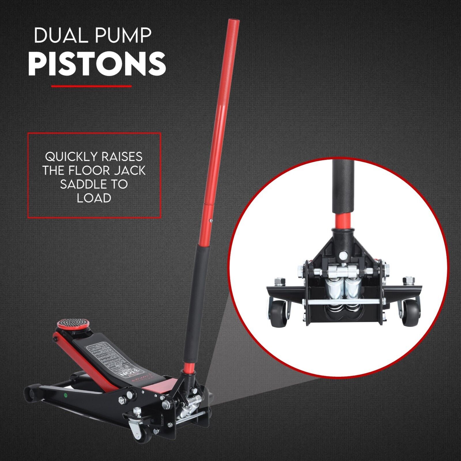 Hydraulic Floor Jack 3T Trolley Low Profile Car Track Quick Lifting 75-500mm 4