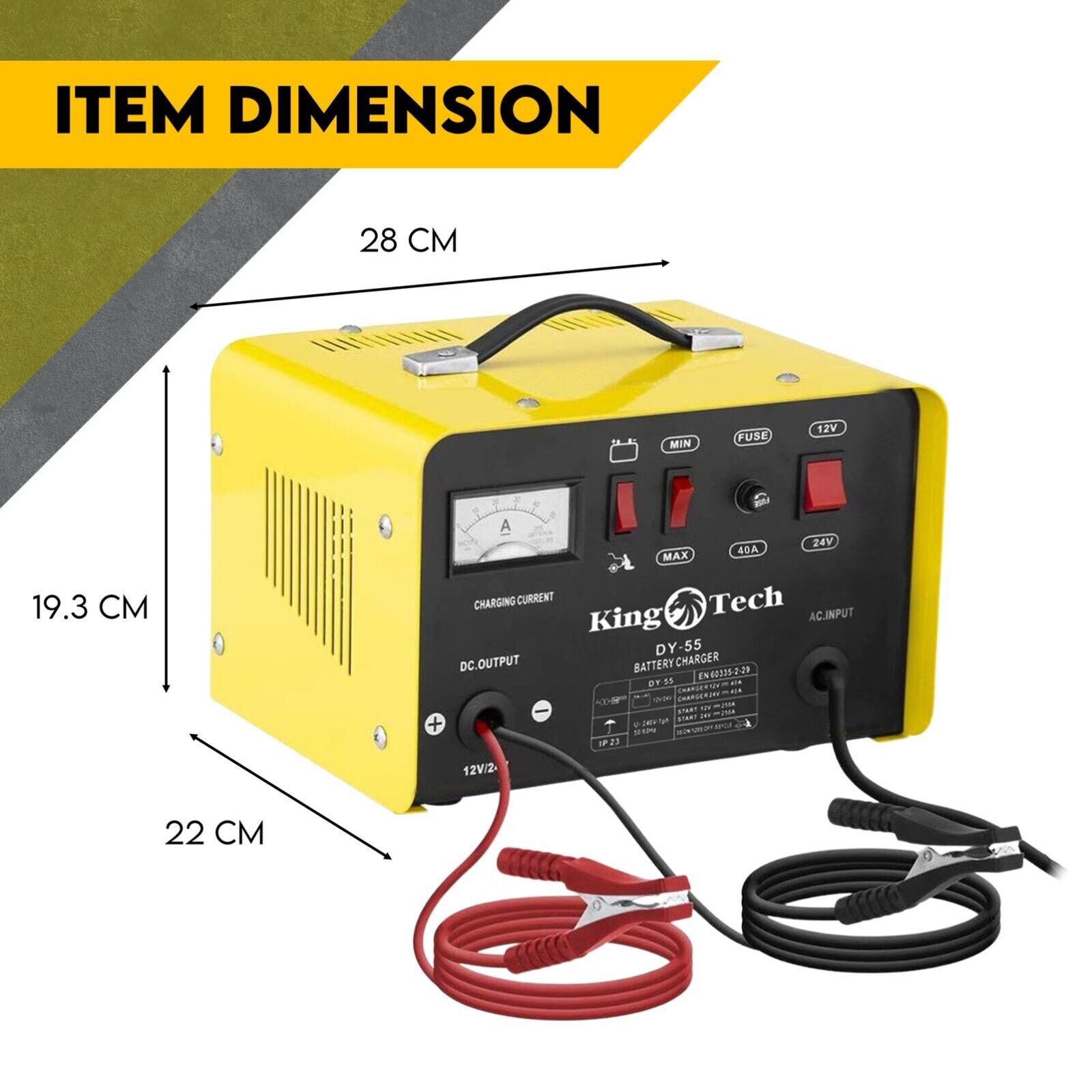 Kingtech 2in1 Battery Charger Jump Starter New Dual Heavy Duty Car Charger 40Amp 7