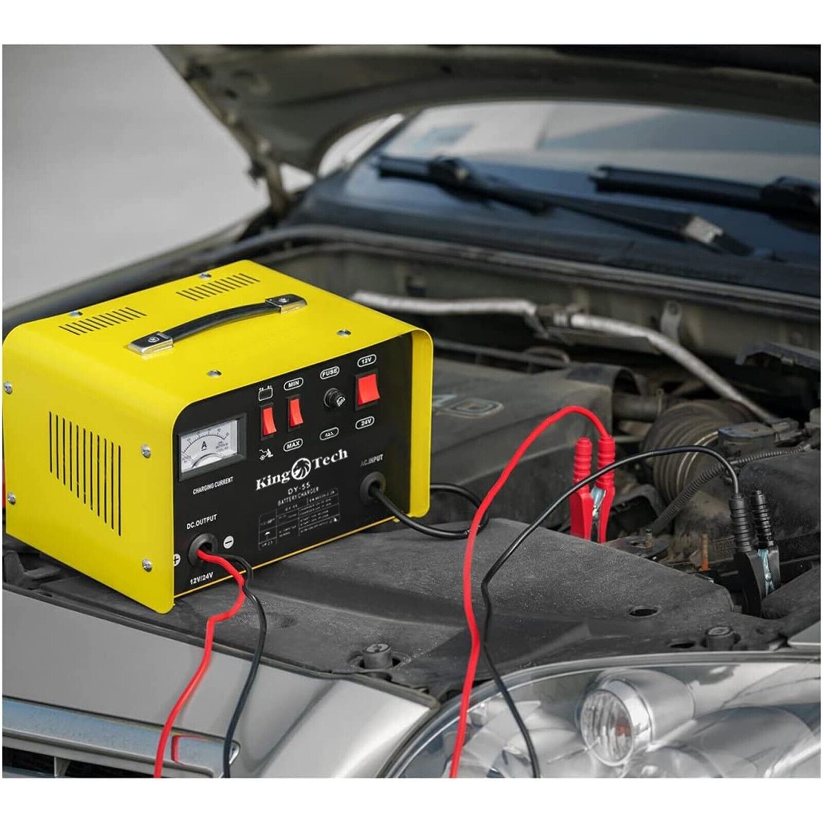 Kingtech 2in1 Battery Charger Jump Starter New Dual Heavy Duty Car Charger 40Amp 8