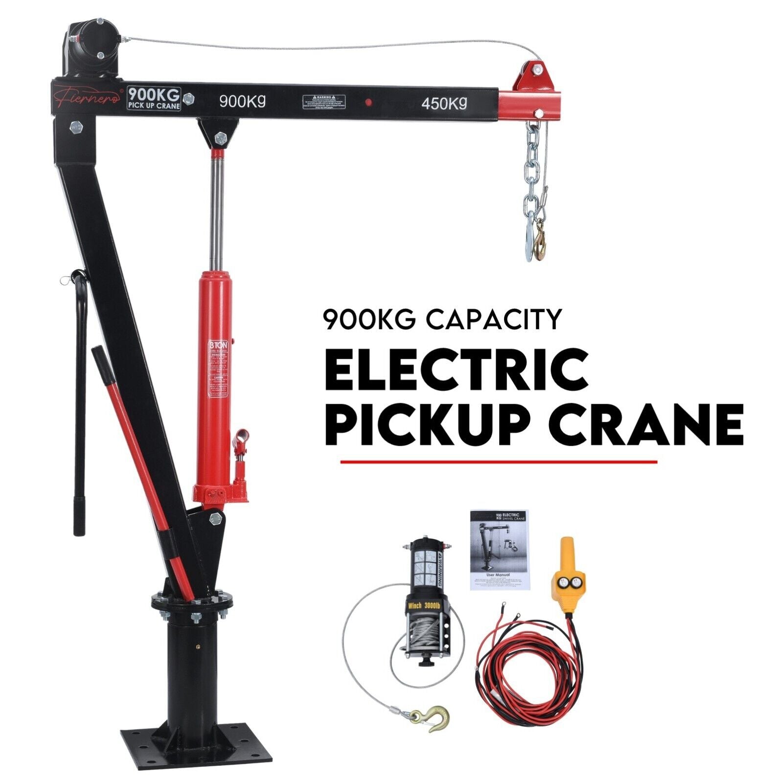 900kg Swivel Hydraulic Crane Hoist 12V Electric Jack 10