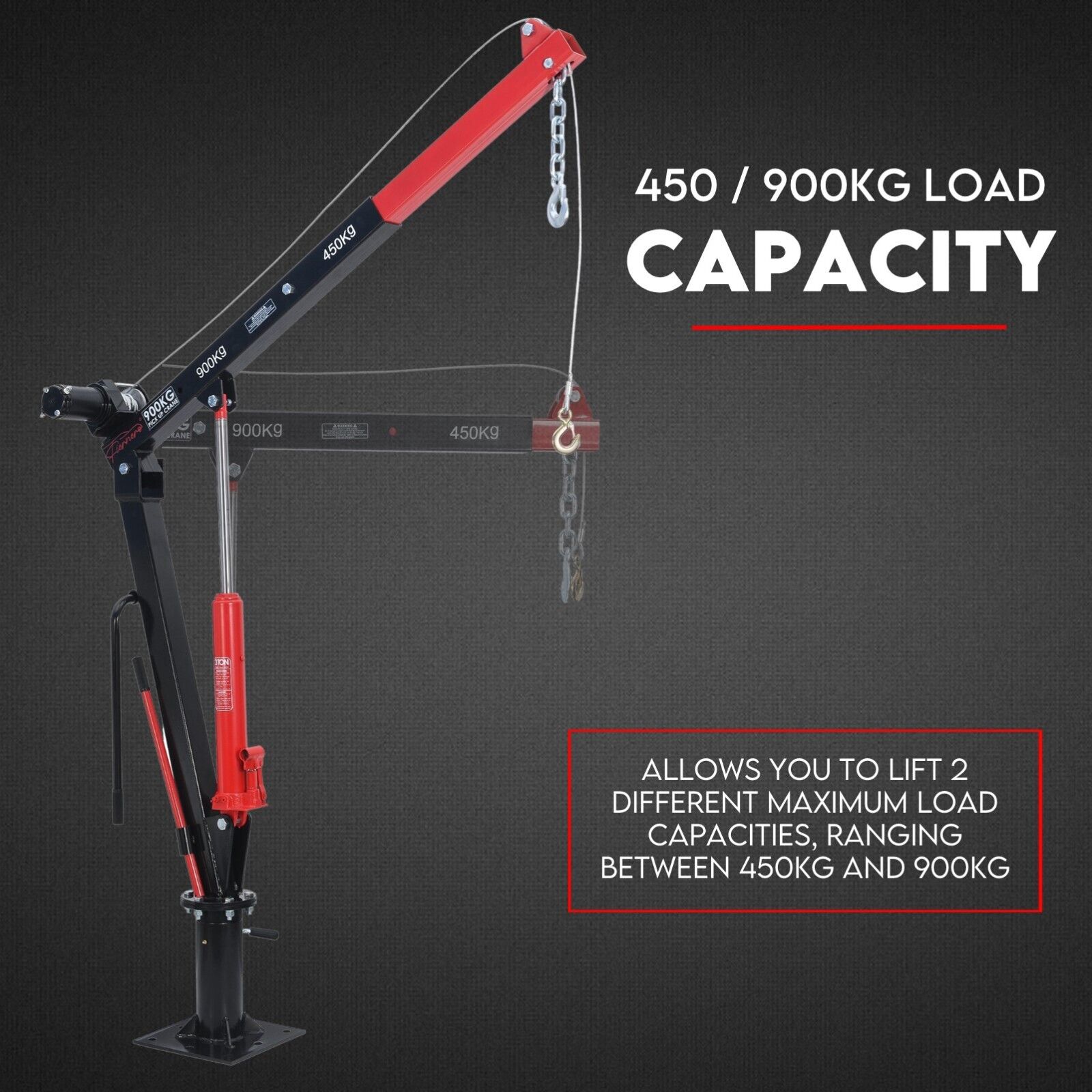 900kg Swivel Hydraulic Crane Hoist 12V Electric Jack 19