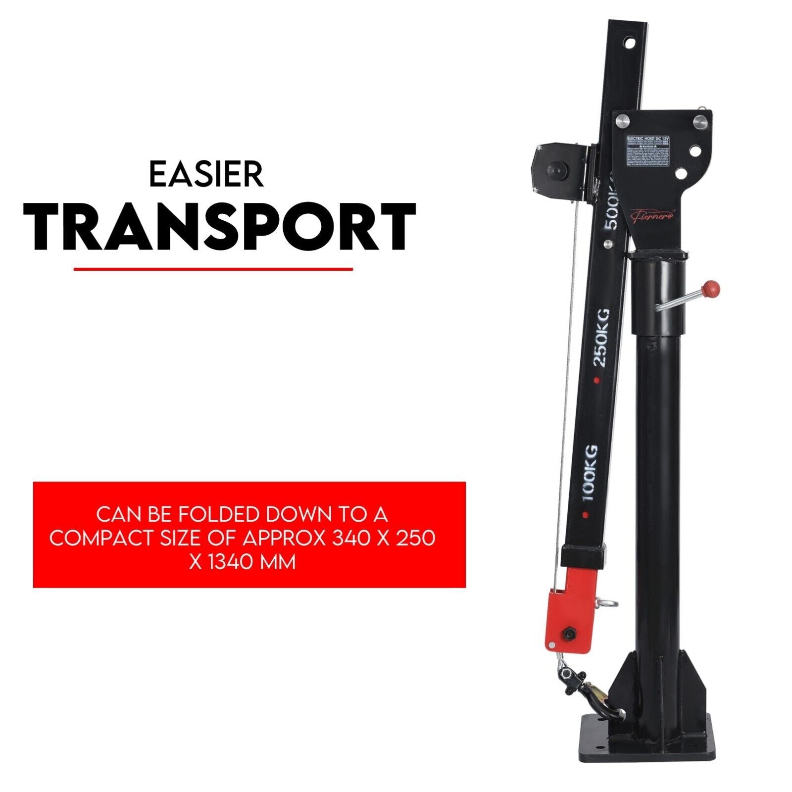 800kg Electric Hoist Winch Crane 12V Swivel Car Truck UTE Lift 360° Pick Up 3