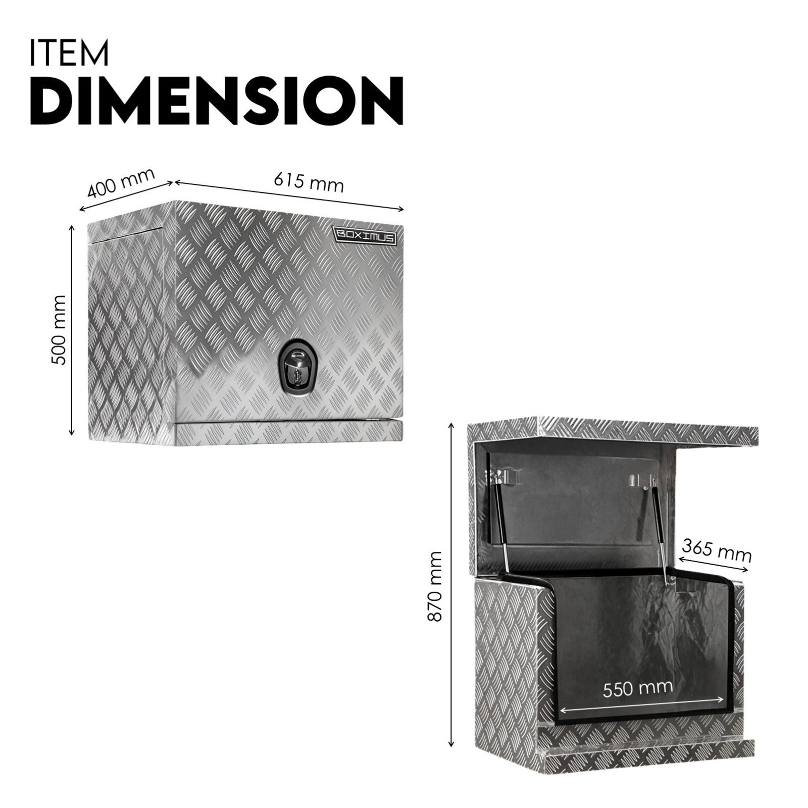 Aluminium Toolbox Ute Tool box Generator Trailer Truck Canopy 615x400x500 6