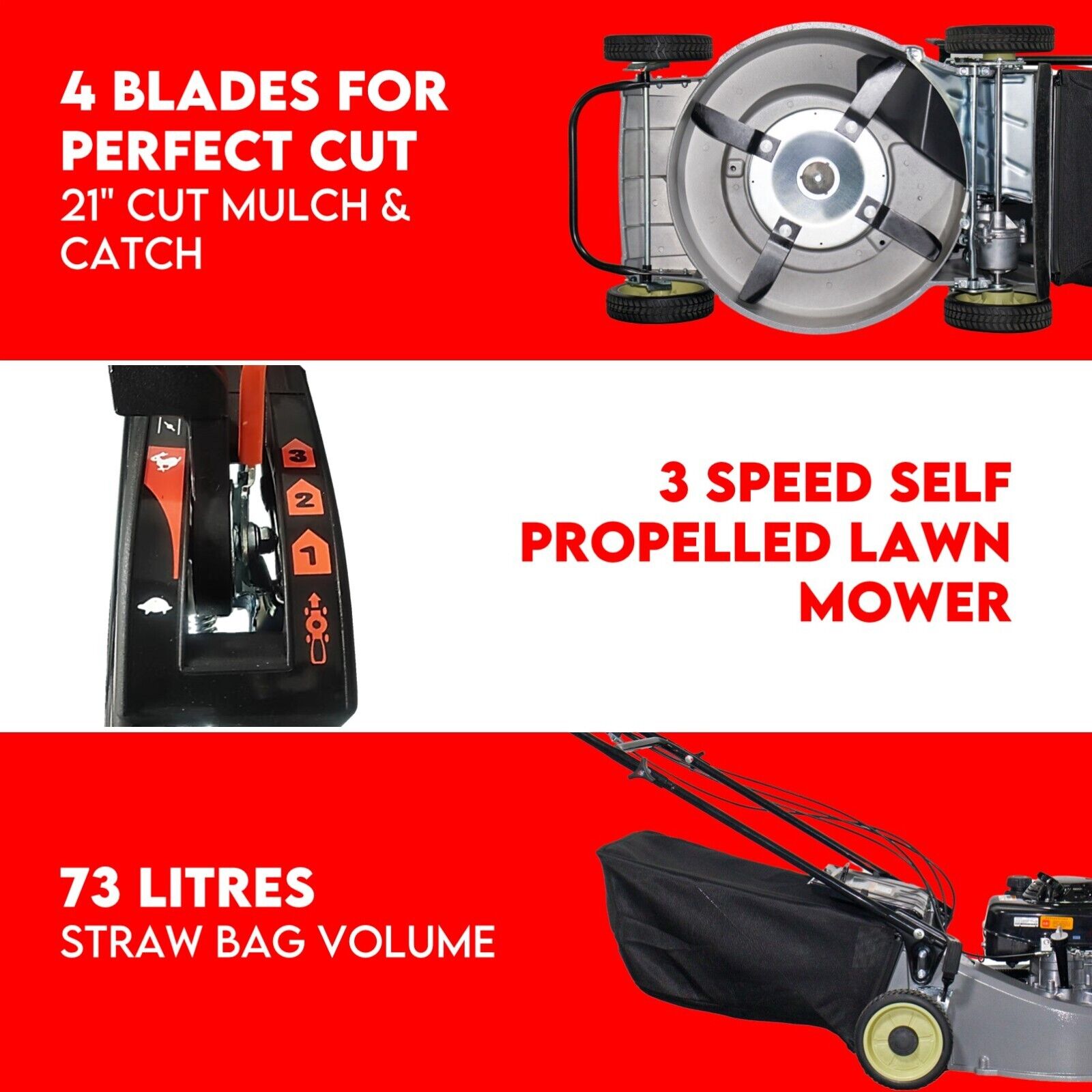 LAWN MOWER SELF PROPELLED 21" WITH A 5.5HP HONDA ENGINE ALLOY BODY MULCHING 5