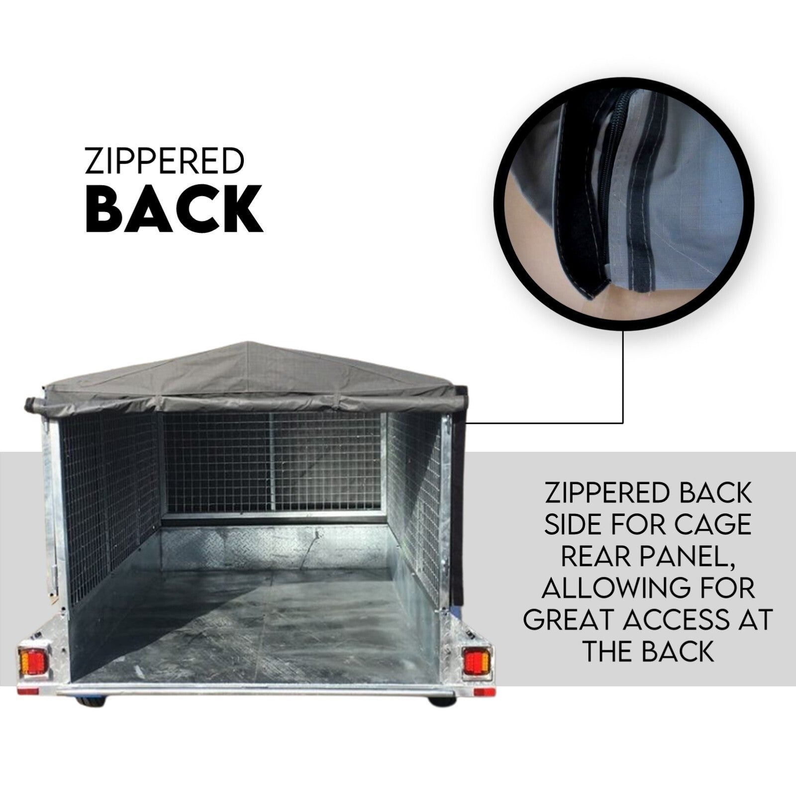 Box Cage Trailer Cover Canvas Tarp for 7x4 ft 600mm High Cage 5