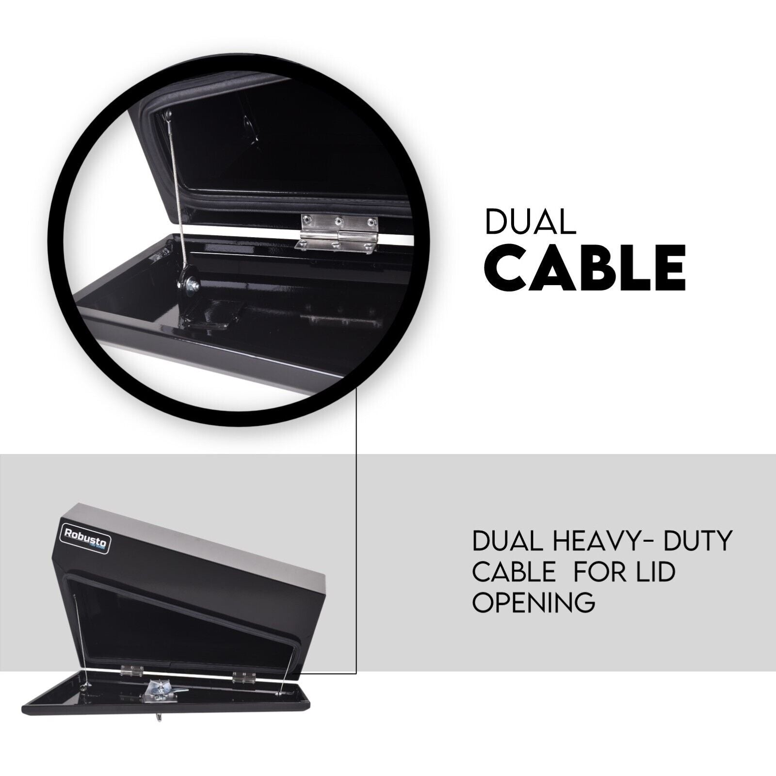 Under Tray Tool Box Underbody Pair Set 750mm Black Steel 5