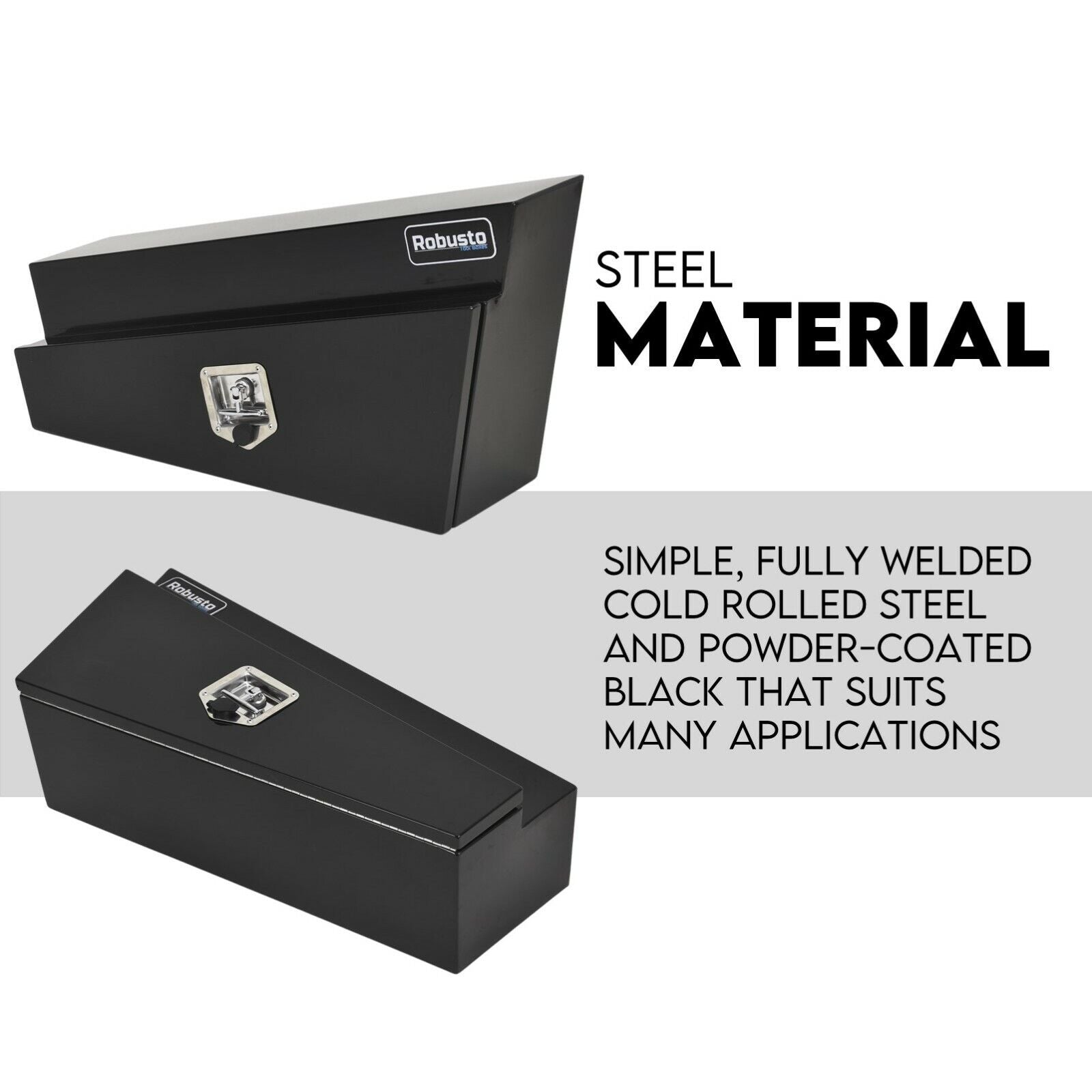 Under Tray Tool Box Underbody Pair Set 900mm Black Steel 3