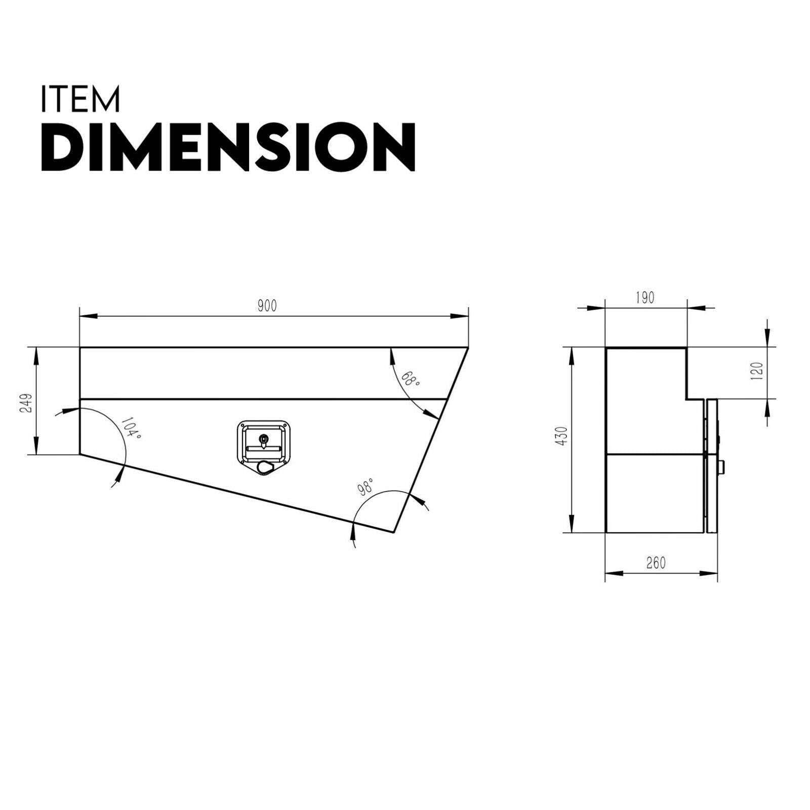 Under Tray Tool Box Underbody Pair Set 900mm Black Steel 5
