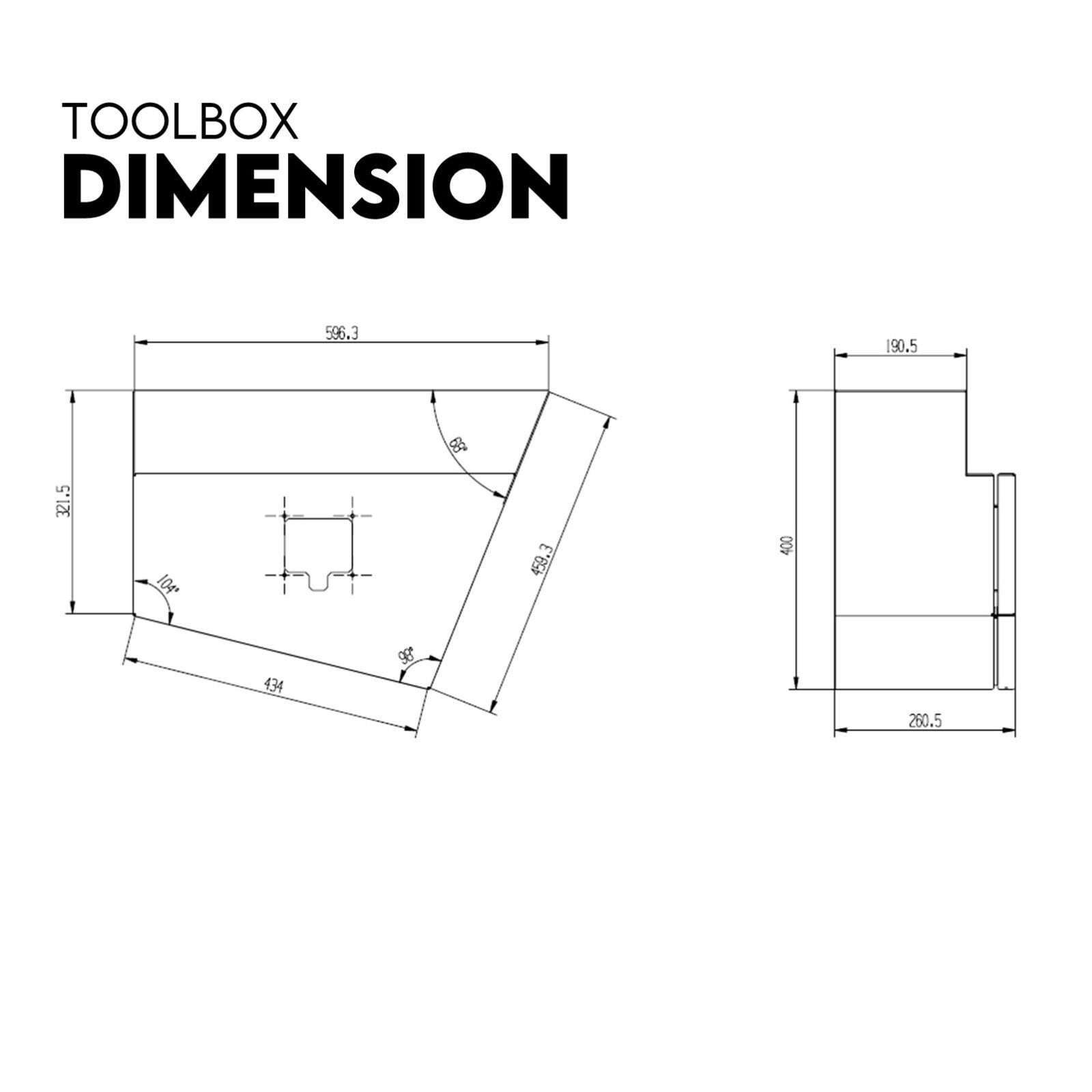 Under Tray Tool Box Underbody Pair Set 600mm Black Aluminium 7