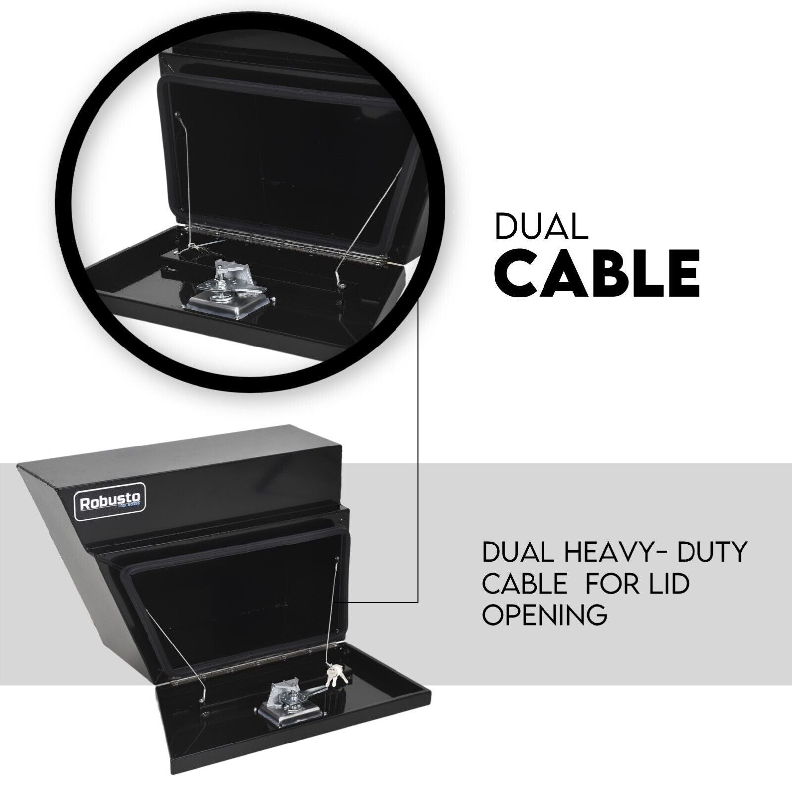 Under Tray Tool Box Underbody Pair Set 600mm Black Aluminium 5
