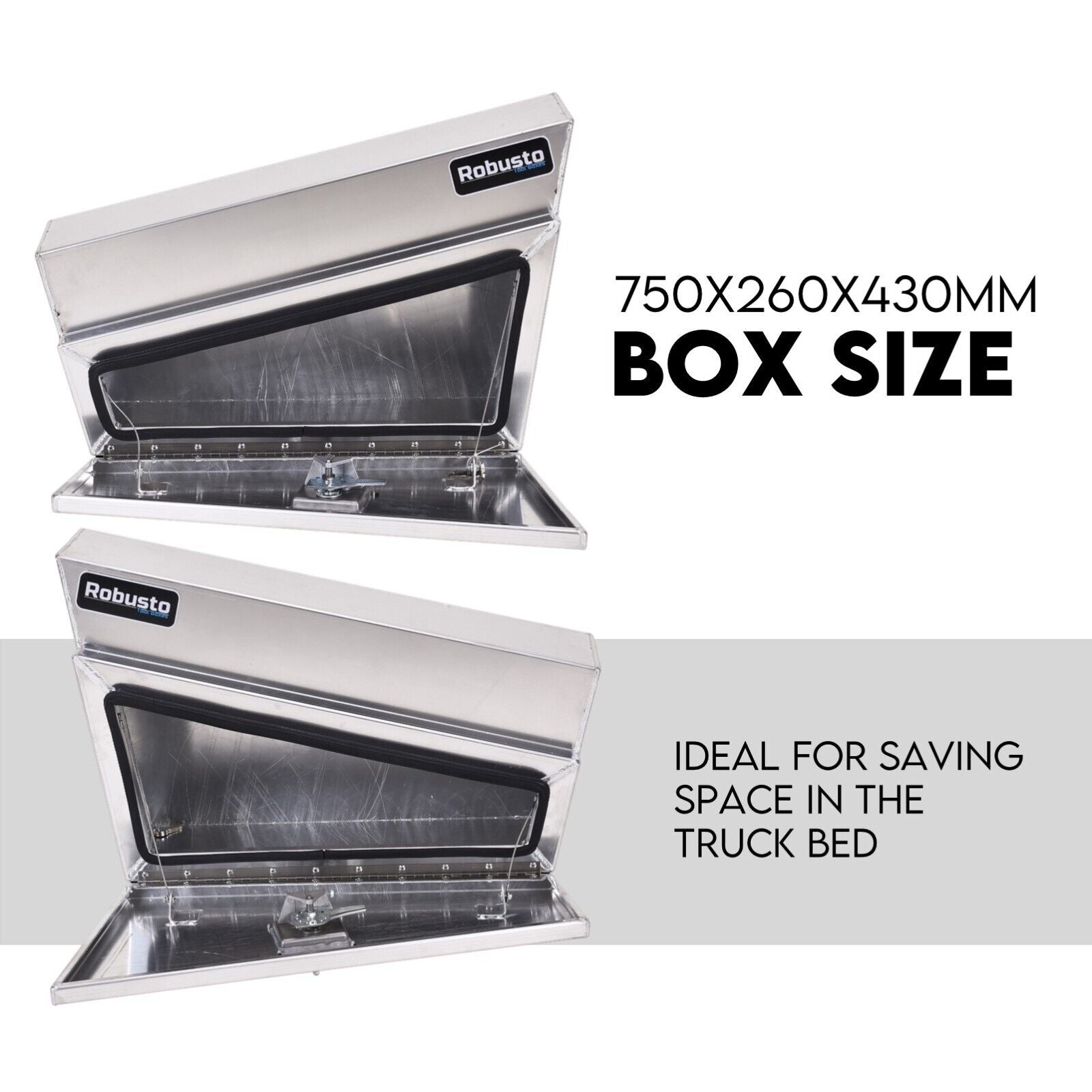 Under Tray Tool Box Underbody Pair Set 750mm Aluminium 3