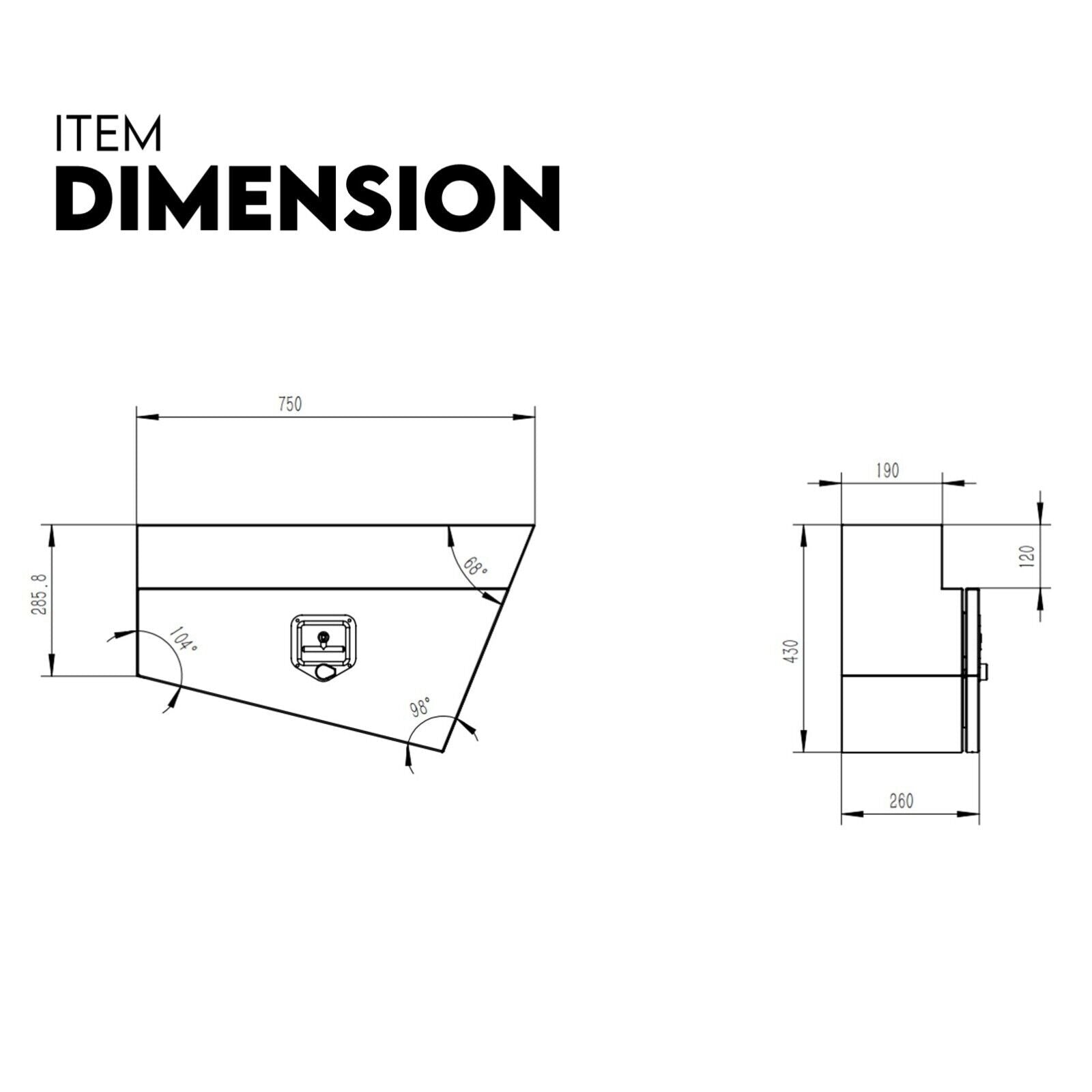 Under Tray Tool Box Underbody Pair Set 750mm Aluminium 7