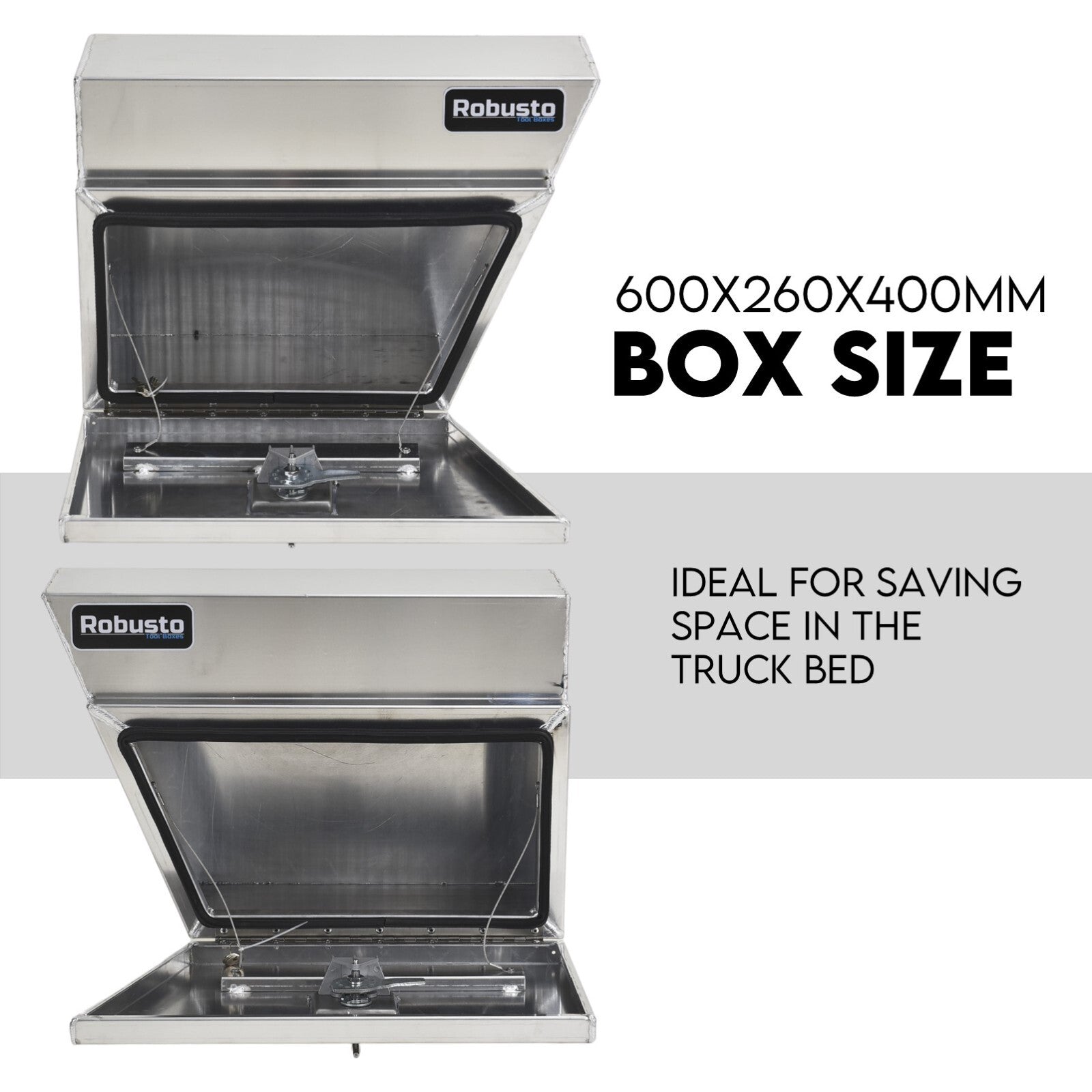 Under Tray Tool Box Underbody Pair Set 600mm Aluminium 3
