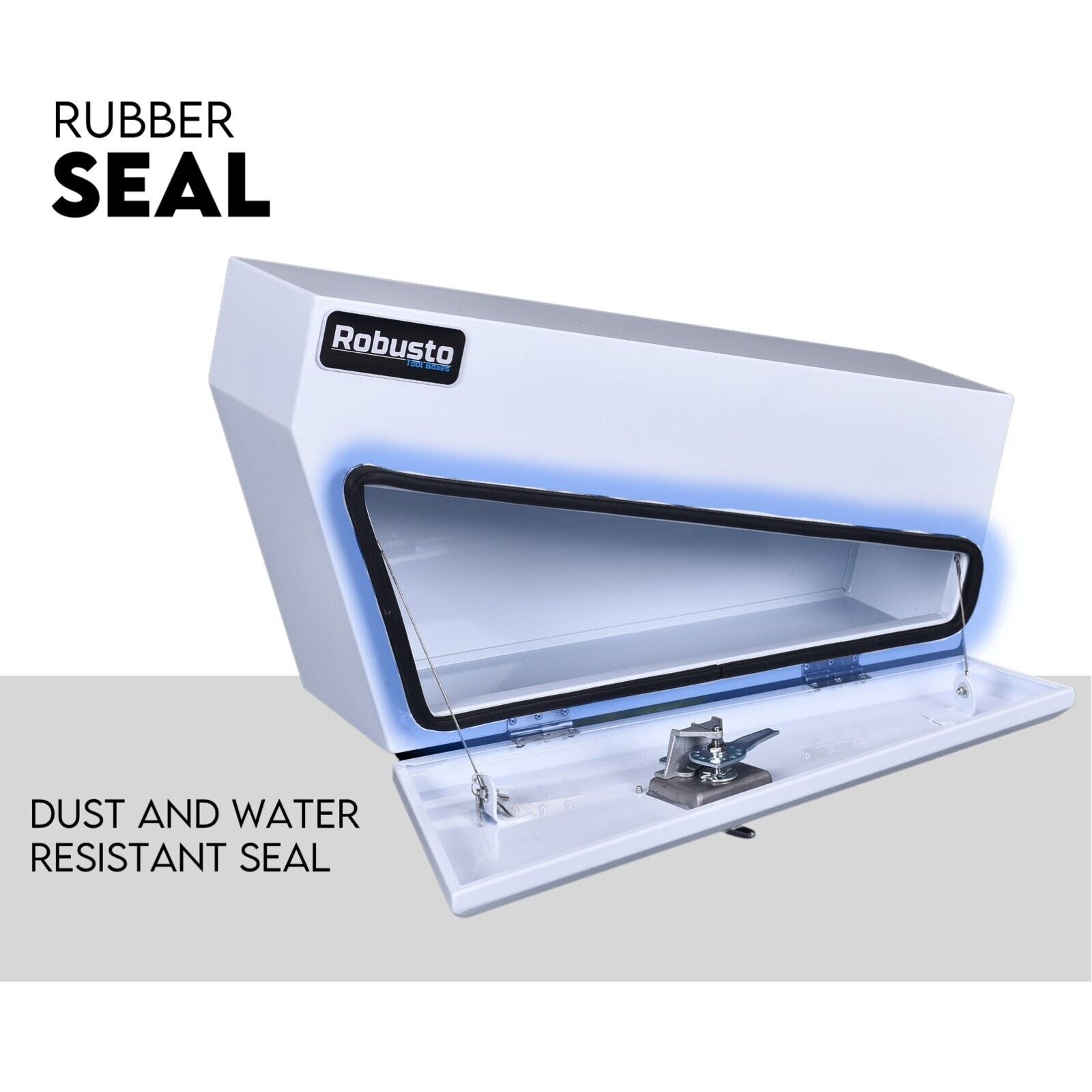 Under Tray Tool Box Underbody Pair Set 750mm White Steel 4