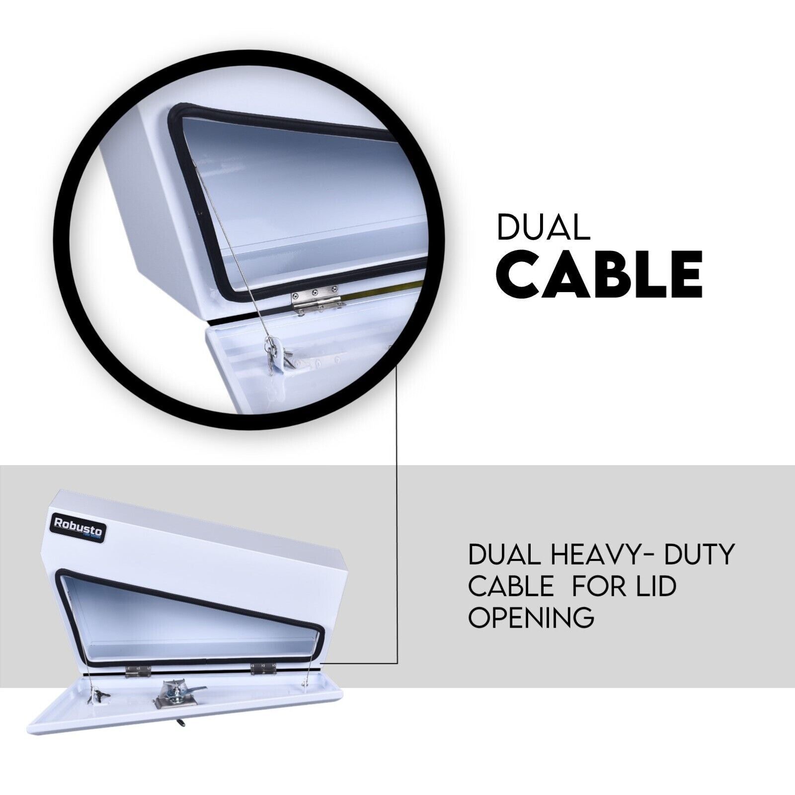 Under Tray Tool Box Underbody Pair Set 750mm White Steel 5
