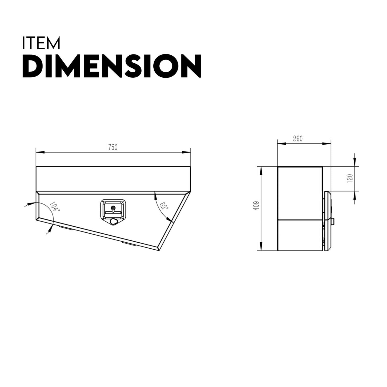 Under Tray Tool Box Underbody Pair Set 750mm White Steel 7
