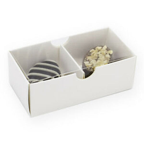 100 Pack of White Card Chocolate Sweet Soap Product Reatail Gift Box - 2 Bay Compartments - Clear Slide On Lid - 8x4x3cm 6
