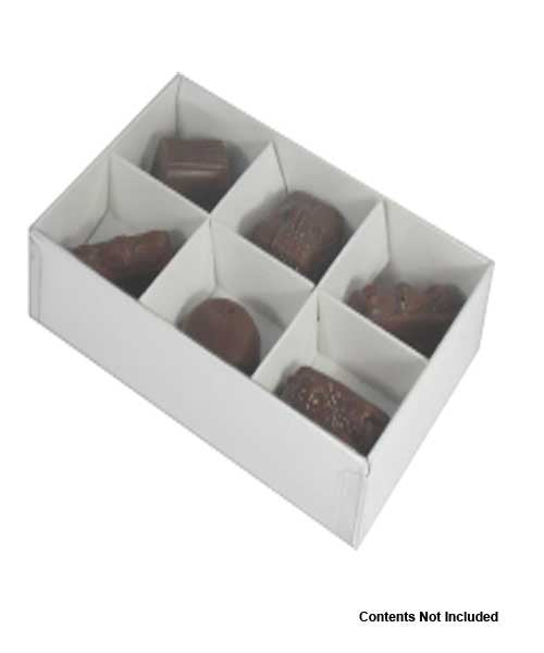 100 Pack of White Card Chocolate Sweet Soap Product Reatail Gift Box - 6 Bay Compartments - Clear Slide On Lid - 12x8x3cm 6