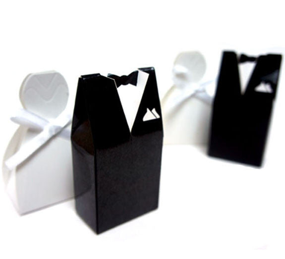 10 Pack of 5 Bride Gown and 5 Groom Tux Wedding Bridal Bomboniere Favor Candy Choc Almond Box - NW 5