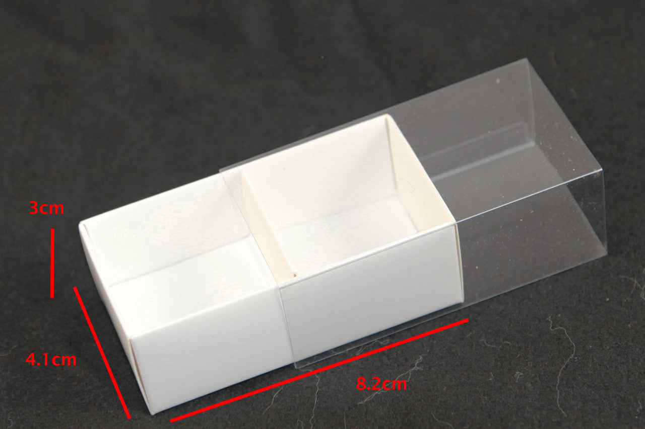 10 Pack of White Card Chocolate Sweet Soap Product Retail Gift Box - 2 Bay Compartments - Clear Slide On Lid - 8x4x3cm 3
