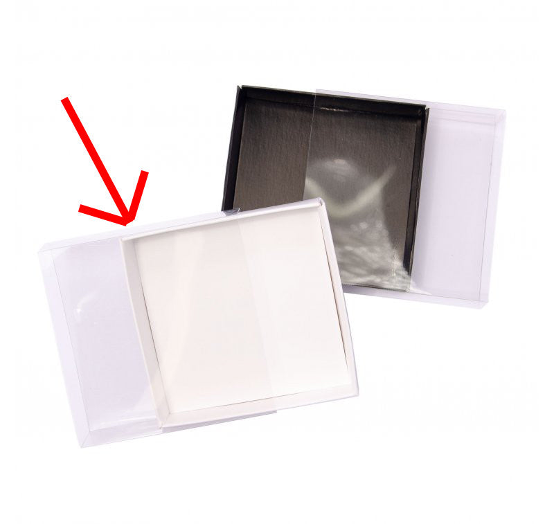 10 Pack of 15cm Square Invitation Coaster Favor Function product Presentation Cookie Biscuit Patisserie Gift Box - 4cm deep - White Card with Clear Slide On PVC Lid 3