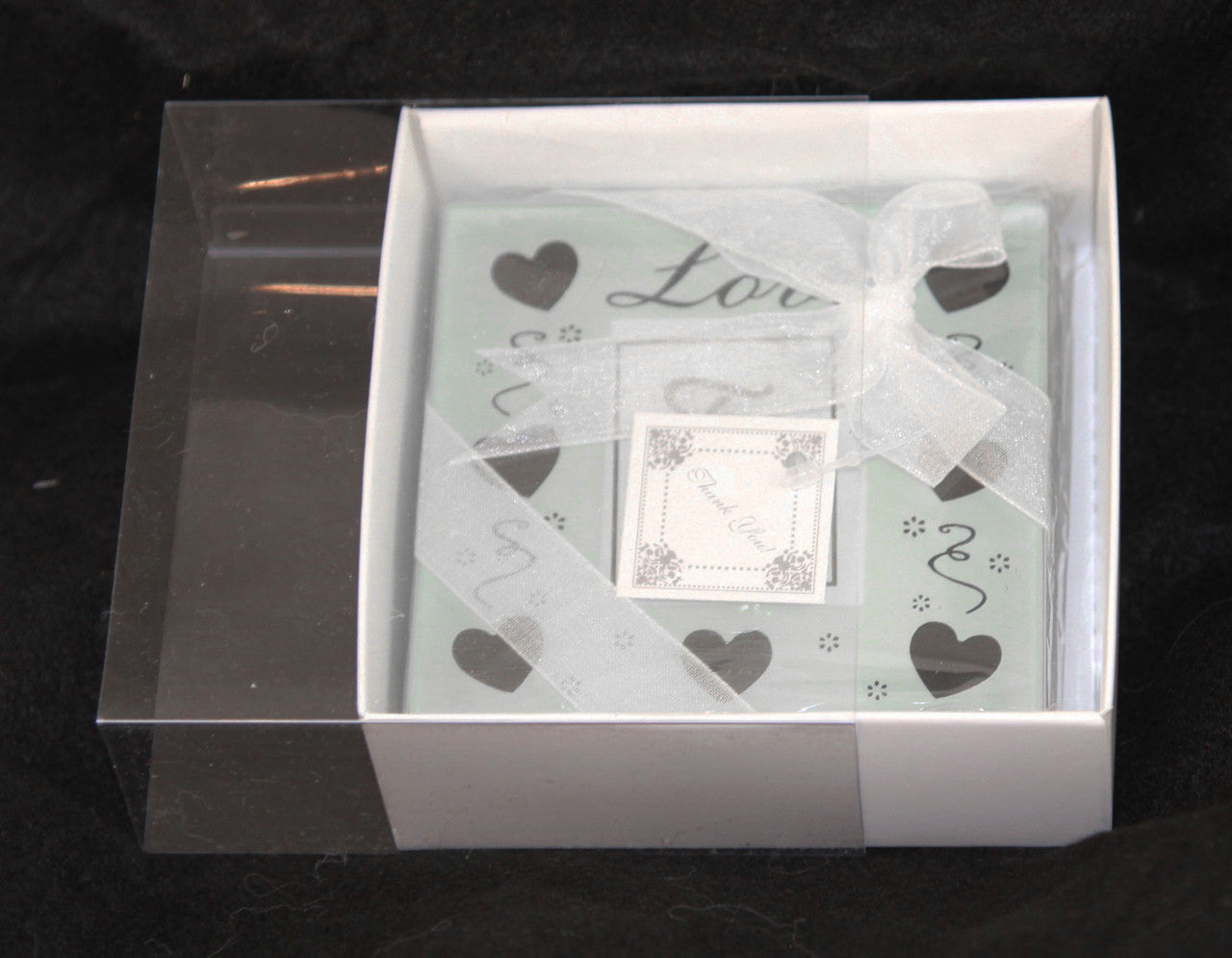 10 Pack of 8cm Square Wedding Invitation Coaster Favor Function product Presentation Cookie Biscuit Patisserie Gift Box - 2cm deep - White Card with Clear Slide On PVC Lid 6