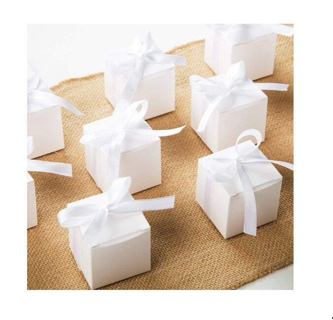 10 Pack of White 5cm Square Cube Card Gift Box - Folding Packaging Small rectangle/square Boxes for Wedding Jewelry Gift Party Favor Model Candy Chocolate Soap Box 4