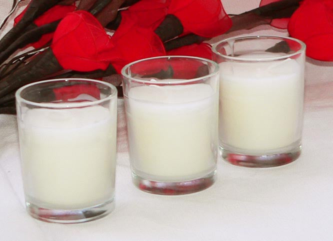 25 White Wax Clear Glass Holder Votive Candle - Wedding Event Centrepiece Table Decoration 5
