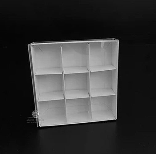 50 Pack of White Card Chocolate Sweet Soap Product Reatail Gift Box - 9 bay 4x4x3cm Compartments  - Clear Slide On Lid - 12x12x3cm 3