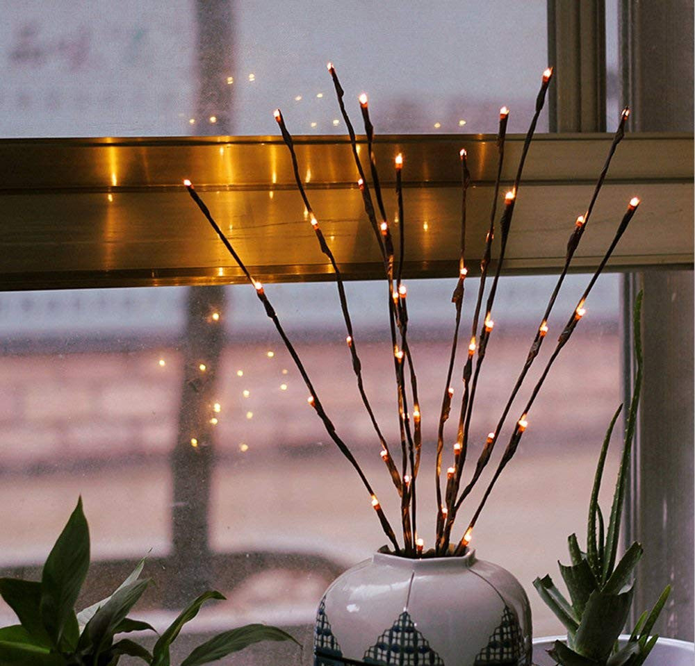 5 Sets of LED Light Bunch Stem - Warm White BATTERY fairy lights - 50cm high 20 bulbs/petals 4