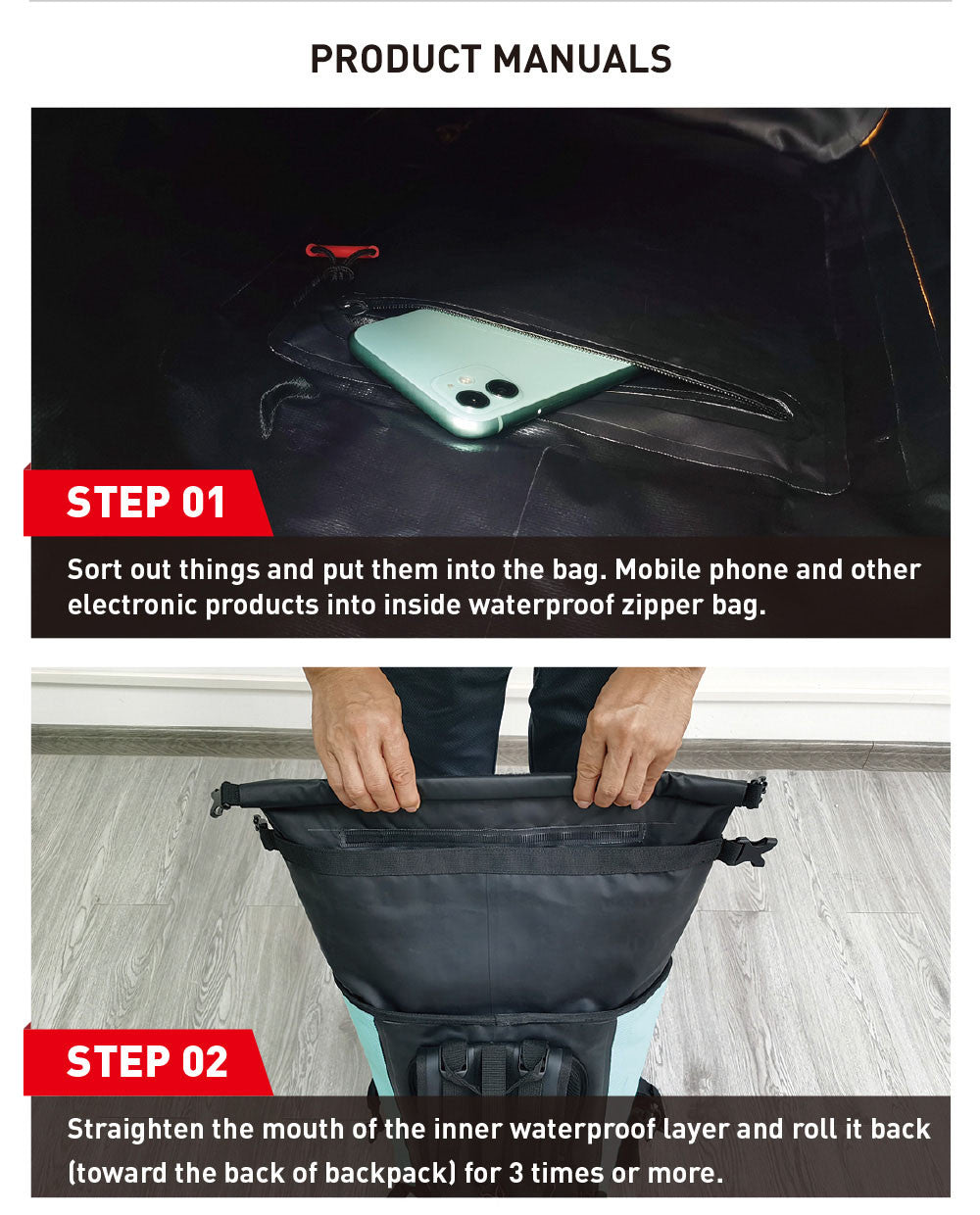 NOOYAH IPX8 Waterproof Bike Cycle Outdoor Sports Backpack Double-Layer Waterproof Bag 13