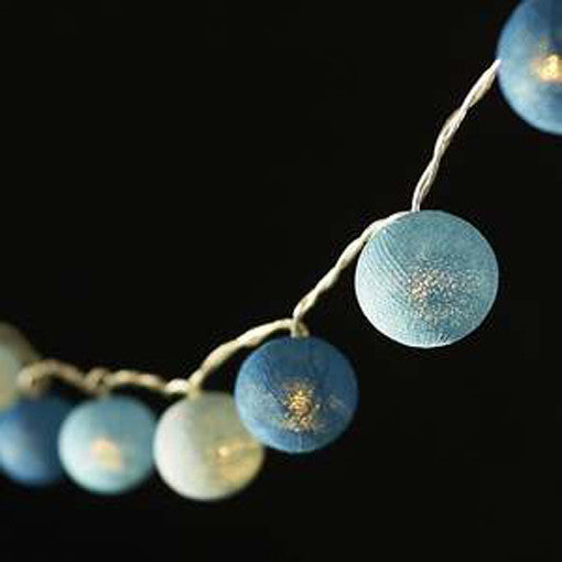 1 Set of 20 LED Blue 5cm Cotton Ball Battery Powered String Lights Christmas Gift Home Wedding Party Boys Bedroom Decoration Indoor Table Centrepiece 3