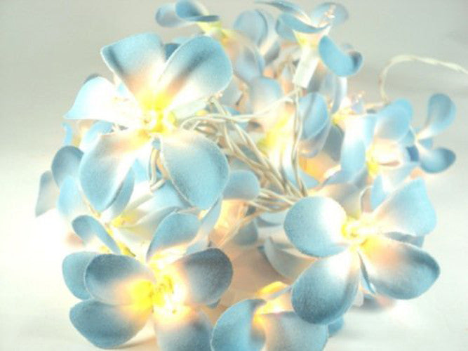 1 Set of 50 LED Tropical Blue Frangipani Flower Battery 5m LONG String Lights Christmas Gift Home Wedding Beach Party Decoration Outdoor Table Centrepiece 6