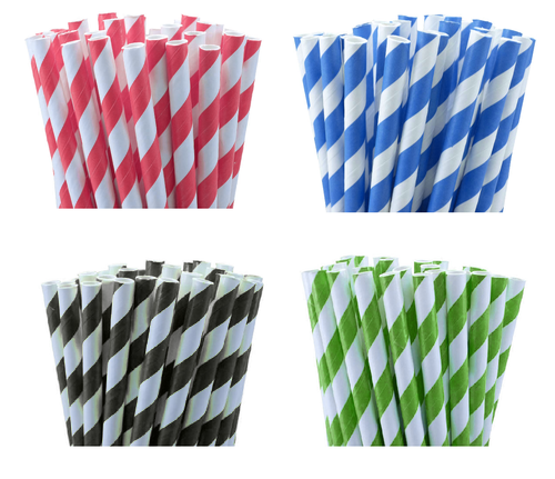 200 Pack Blue White Drinking Straws Biodegradable Eco Paper Birthday Party Event Bistro Bar Cafe Take Away 4