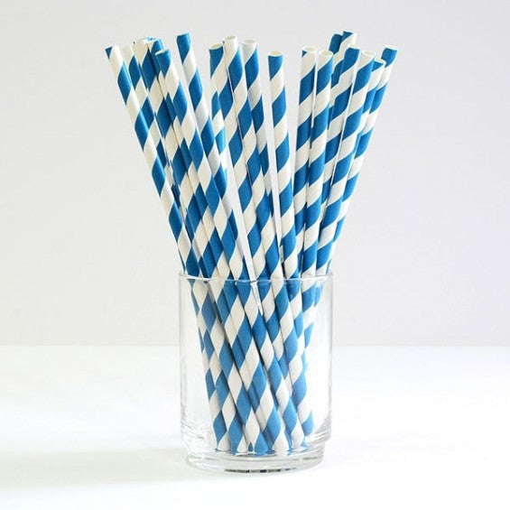 50 Pack Blue White Drinking Straws Biodegradable Eco Paper Birthday Party Event Bistro Bar Cafe Take Away 3