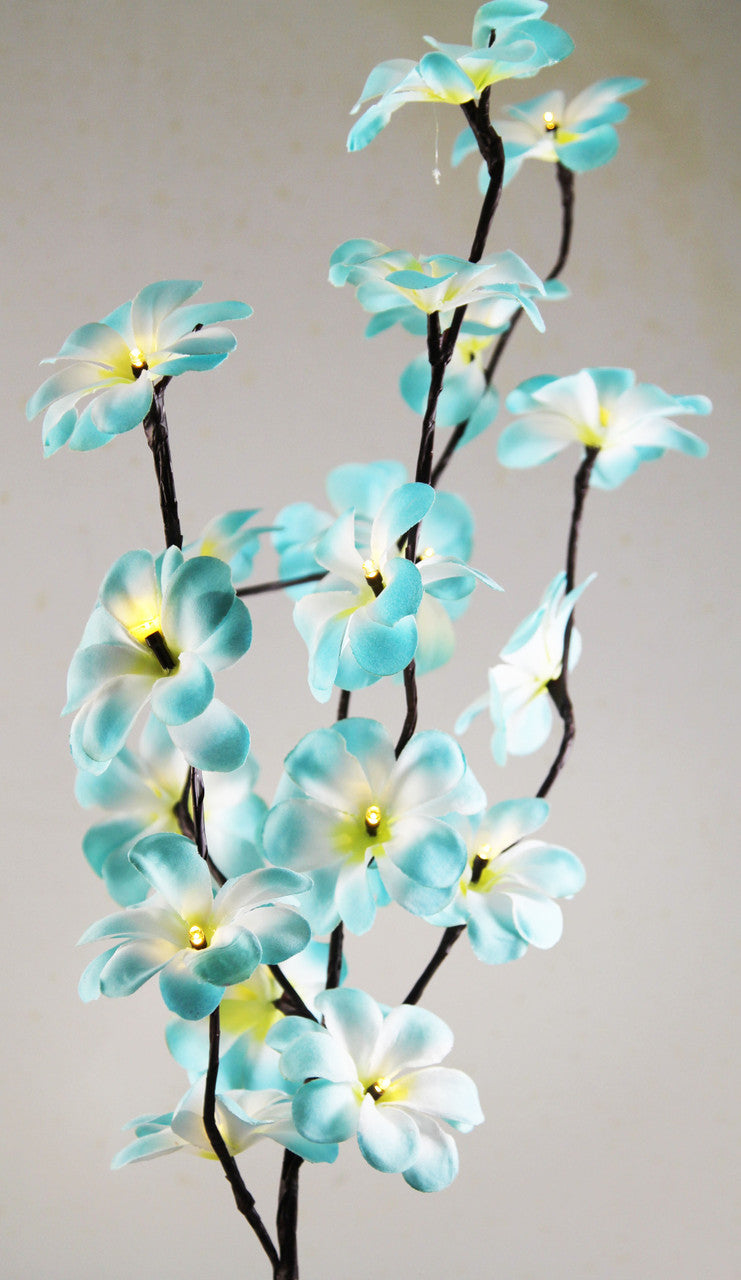 1 Set of 50cm H 20 LED Blue Frangipani Tree Branch Stem Fairy Light Wedding Event Party Function Table Vase Centrepiece Tropical Decoration 3