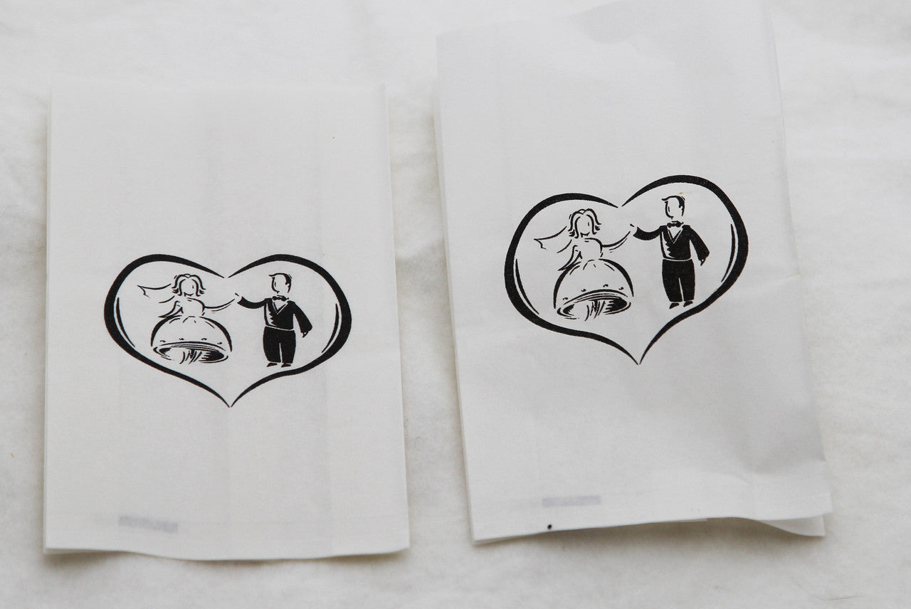 150 Pack Wedding Cake Bags Greaseproof Wax Paper Slice Take Home Favour Bride Groom in Heart 3